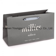 Fashion Grey Large Custom Printed Gift Paper Bag with Ribbon Handles